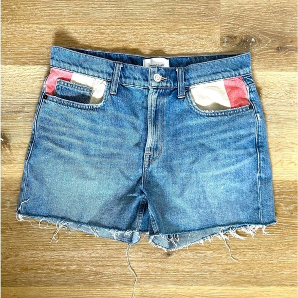 Current/Elliott Aficionado Cutoff Jean Denim Short Color Block‎ Pockets Size 27